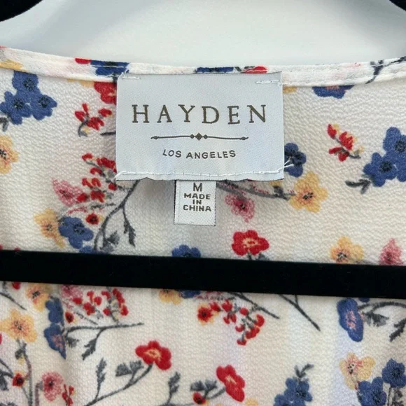 Hayden Los Angeles Floral Tiered Maxi Dress Boho V-Neck Flutter Sleeve Sz M - Picture 5 of 6